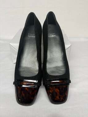 Stuart Weitzman Tortoise Cap Toe Block Heel Pumps